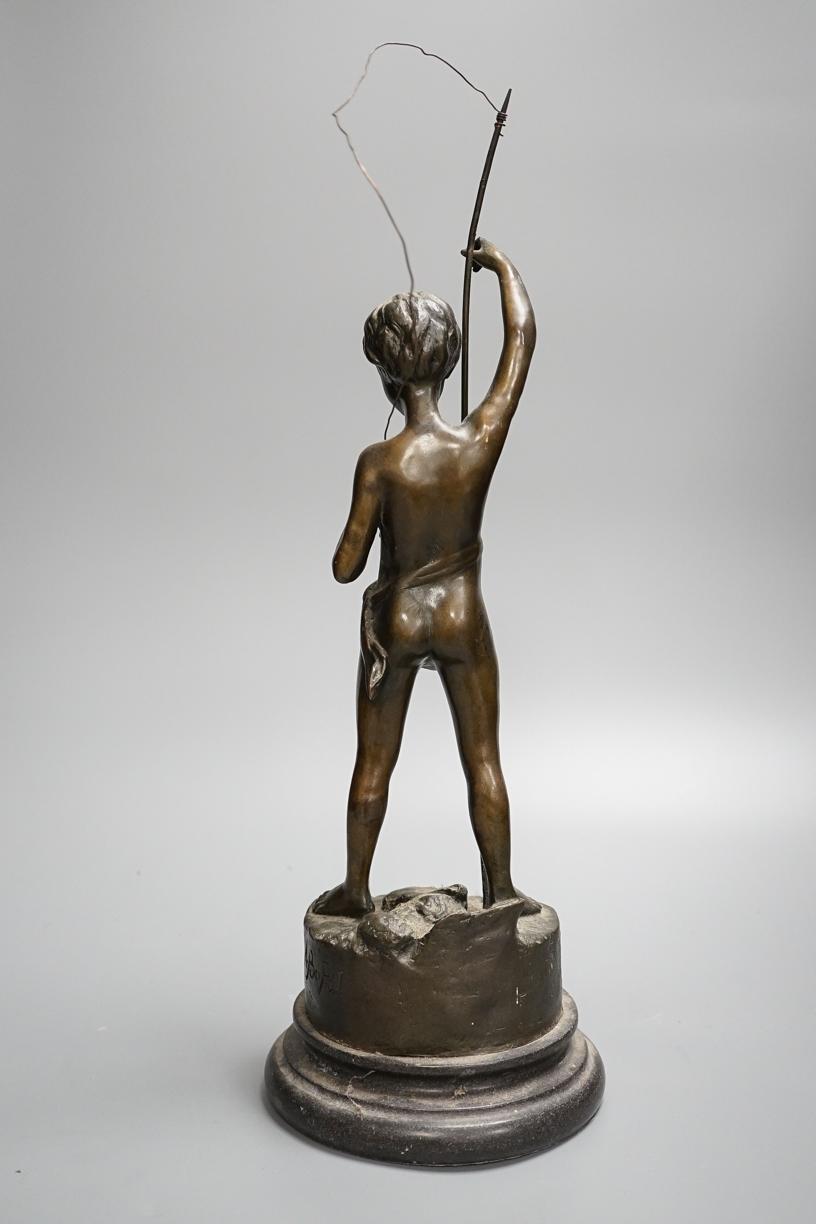 A bronze figure of a young fisherman, height 44cm